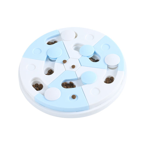 Blue & White Interactive Pet Puzzle Feeder