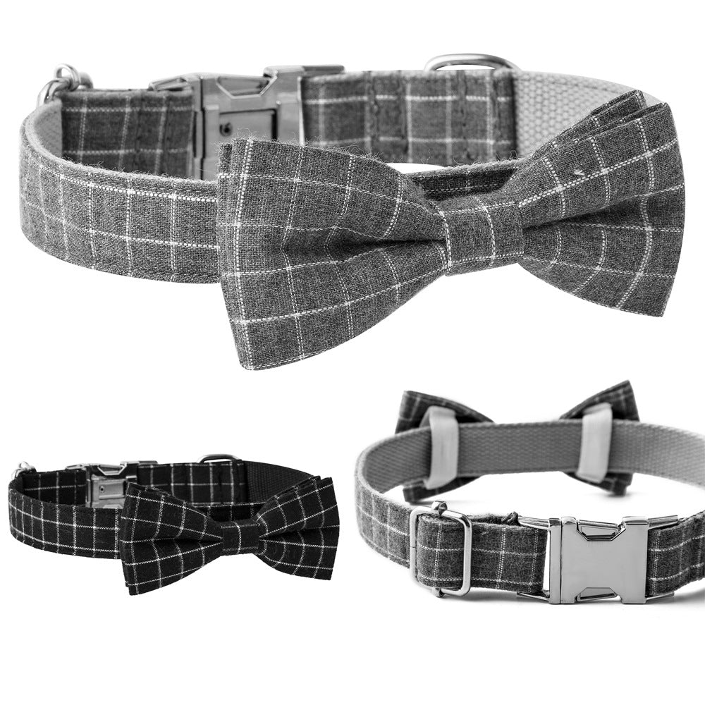 British Style Plaid Dog Collar with Alloy Socket