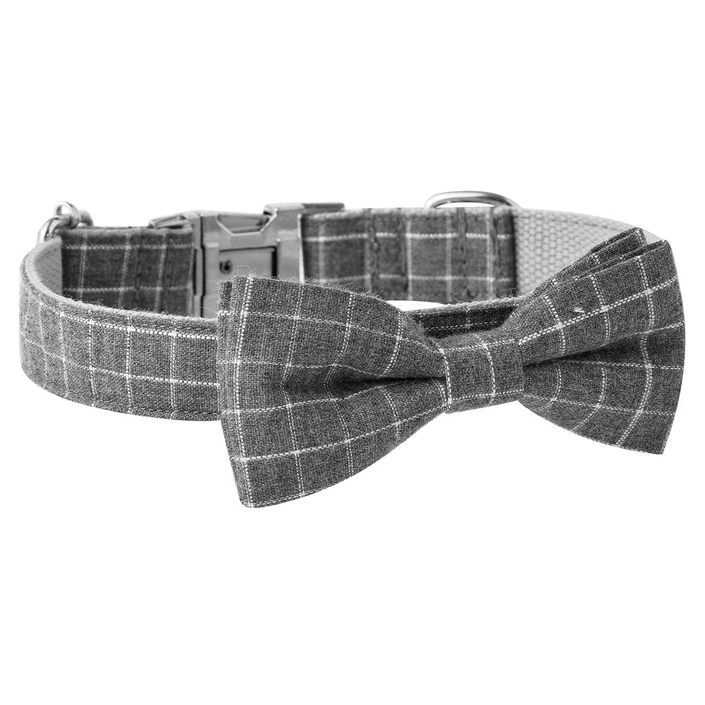 British Style Plaid Dog Collar with Alloy Socket