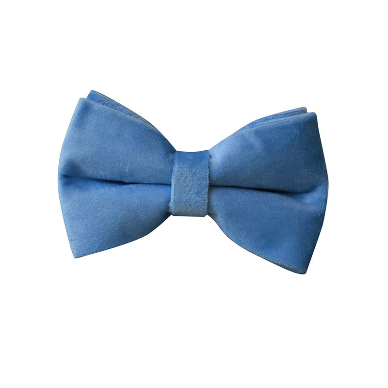Blue Velvet Dog Collar with Rope for Pets