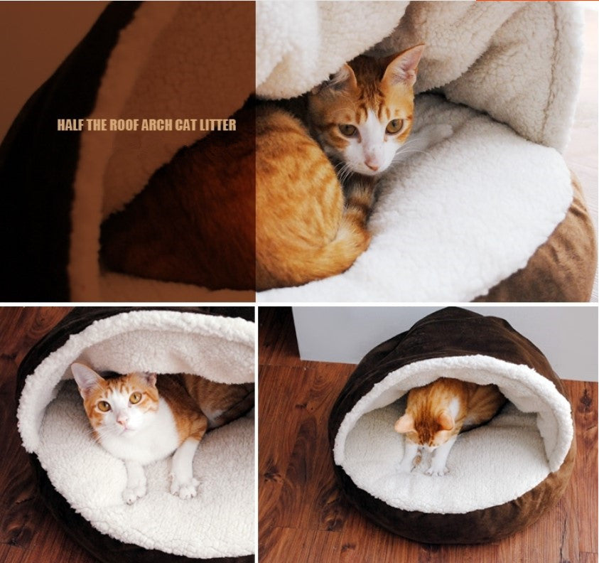 Removable Half Roof Cat House, Cozy Cat Bed