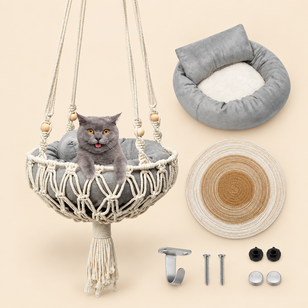 Cat Hammock Including Boho Hanging Cat Bed