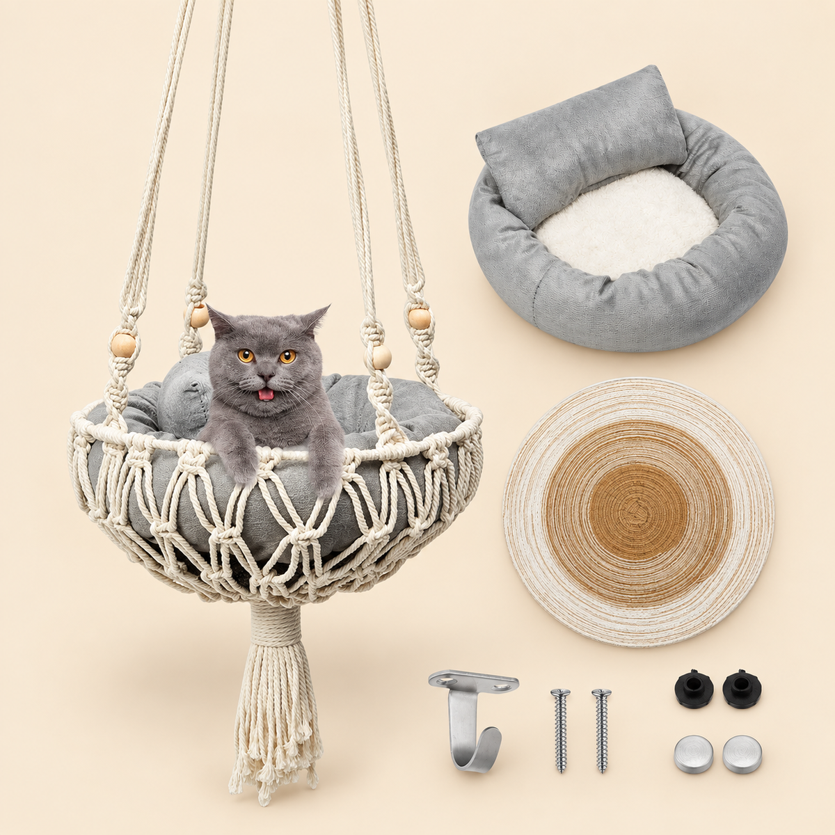 Cat Hammock Including Boho Hanging Cat Bed
