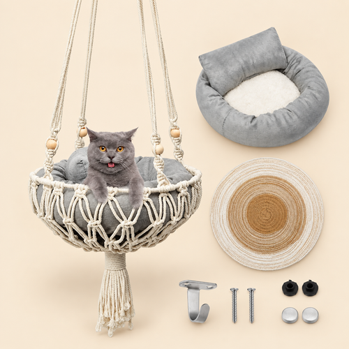 Cat Hammock Including Boho Hanging Cat Bed
